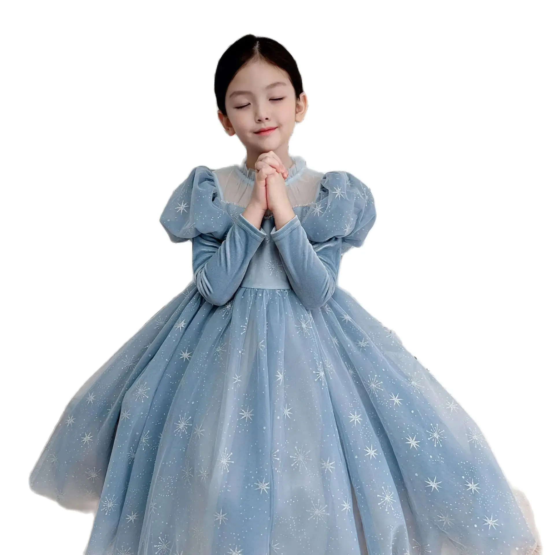 

Cartoon Snow Character Princess Cosplay deluxe blue Dress Costume Halloween Girl Carnival Party