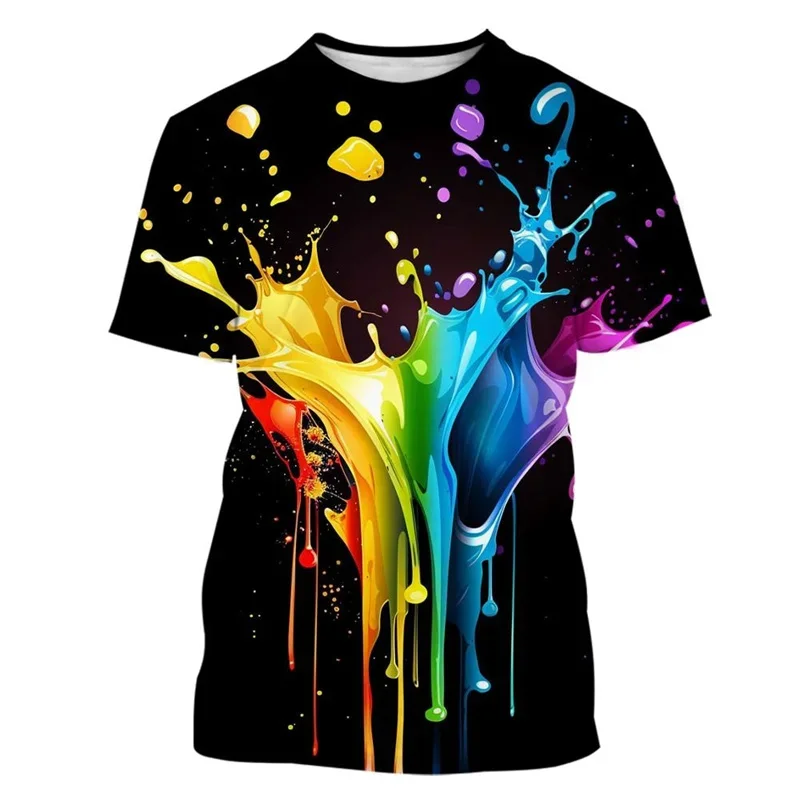 Colorful Paint Pattern T-shirt And Casual Shorts Set For Men_voghion.com