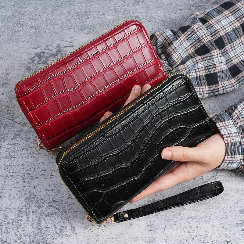 New Women's Wallet High-end Fashion Crocodile Pattern Alligator Clutch Card Bag Multifunctional Zipper Bag Coin Wallet