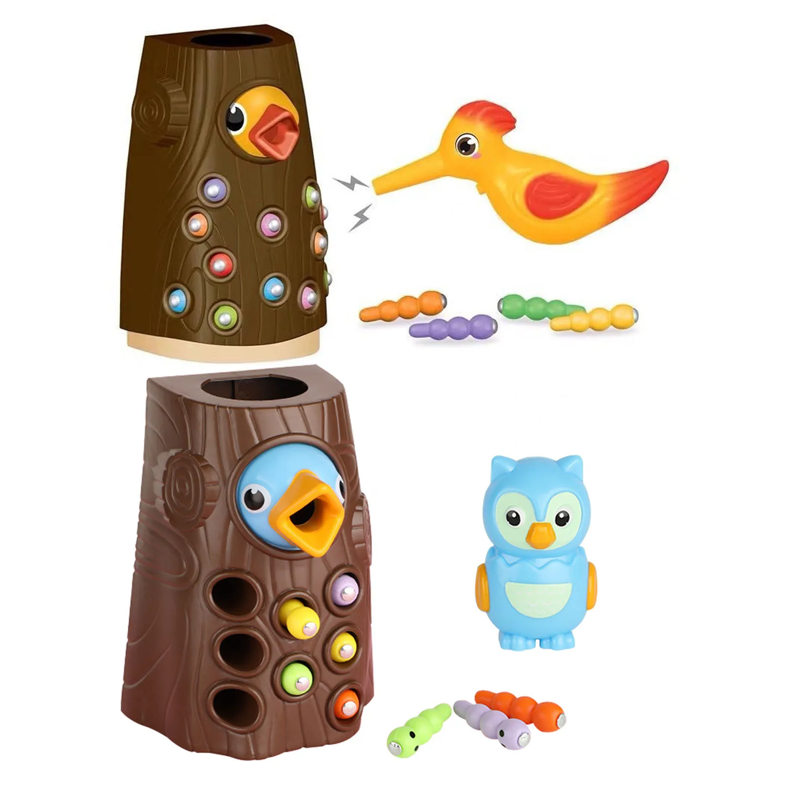 

1pc Magnetic Bird Feeding Toy Plastic Tree Stem Worm Catching Feeding Game Toy for Children Early Educational Montessori Toy
