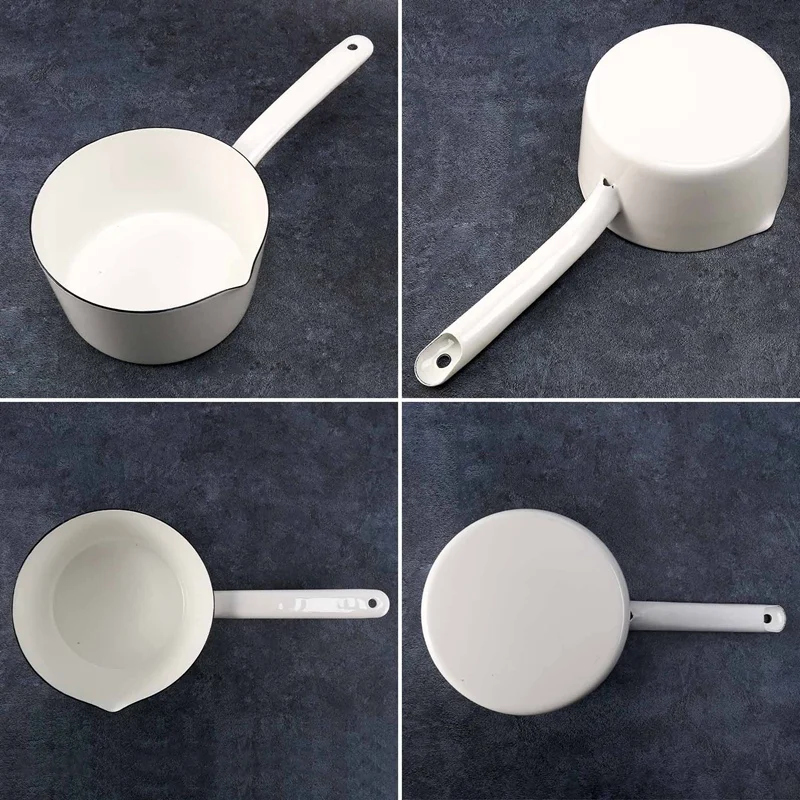 1.3L Japanese Style White Ceramics Milk Pot Kitchen Cooking Pan Pot Stewpan Baby Food Saucepan With Long Handle For One People
