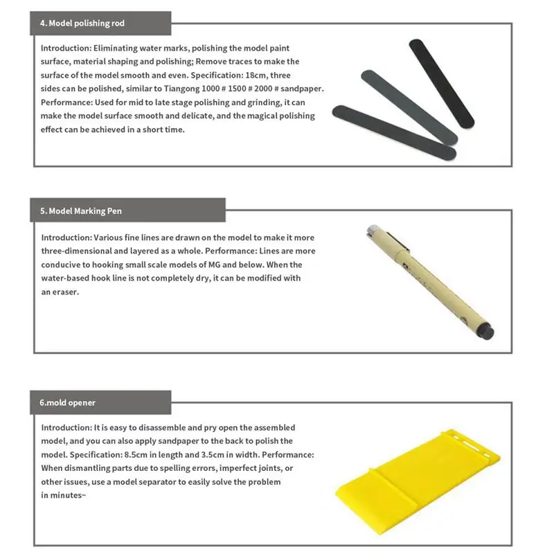 7PCS Novice Model Tool Set with Pen Knife Water Mouth Pliers, Polishing Tweezers, Engraving lines for Hobby Model Craft DIY Kit 5