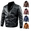 Plus Size 6XL 7XL PU Jacket Men Faux Leather Coat Casual Motorcycle Biker Coat Solid Color Leather Jackets Male Big Size 6XL 7XL 3