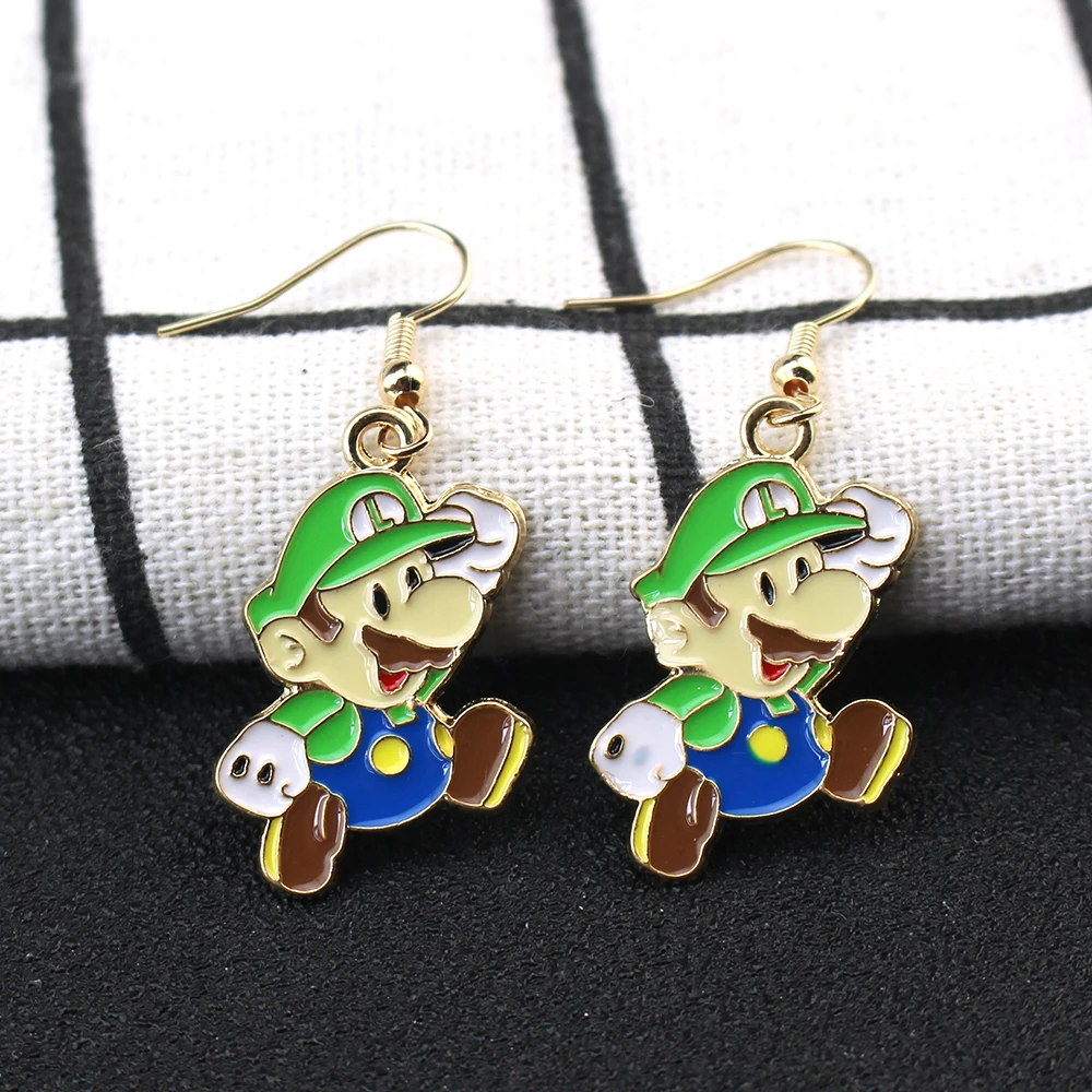 Super Mario Bros Cartoon Earrings Game Luigi Yoshi Toad Peach Accessories Anime Figure Acrylic Fashion Earrings Birthday Gift