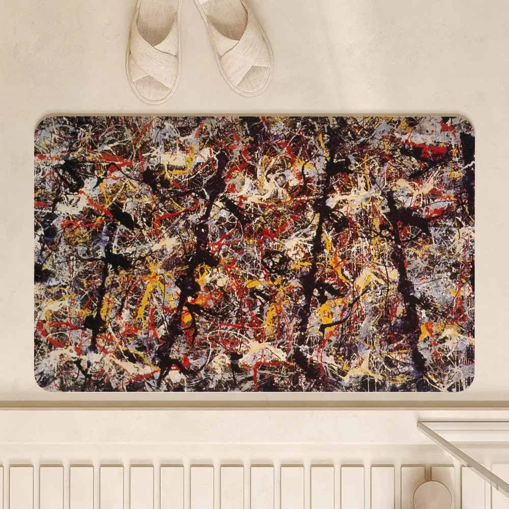 Jackson Pollock Abstract Painting Art Floor Mat Bedroom Decoration Balcony Anti-Slip Doormat Living Room Rug