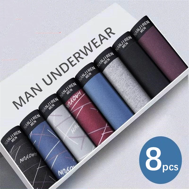 most comfortable mens underwear Men's Underwear Men's Shorts Cotton Crotch Solid Color Casual Sexy Mid Waist Boxer Soft Breathable Boxer Shorts Large Size Pants cotton boxers for men