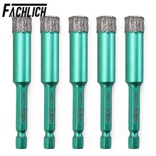 

FACHLICH 5pcs/set Dia12mm Hexagon Shank Diamond Dry Drilling Core Bits Granite Marble Tile Cutter Drill Crown Quick Fit Hole Saw