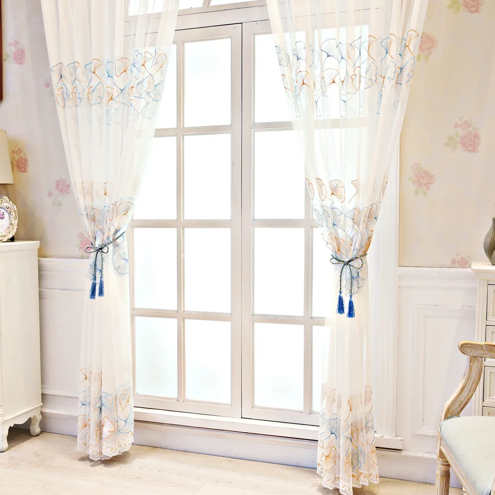 1PC Colorful Ginkgo Blossoms Hot Selling Small American Transparent Grid Embroidered Window Screen New Style 4