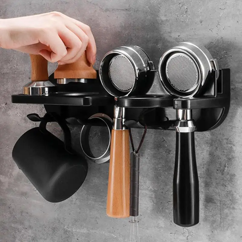 

Self-Adhesive Coffee Portafilter Rack Wall Mount Coffee Station Organizer Coffee Tamper Holder Espresso Filter Holder 51/54/58mm