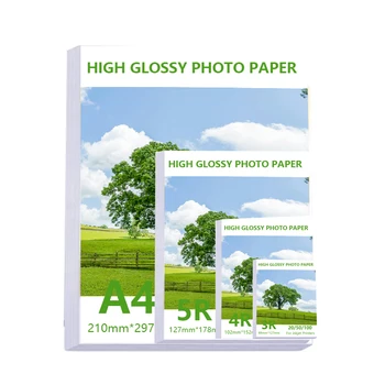 Multi Specification High Gloss Photo Paper 3R 4R 5R A4 Photo Printing Paper Inkjet Printer 180G Glossy Single-Sided Photo Paper 1