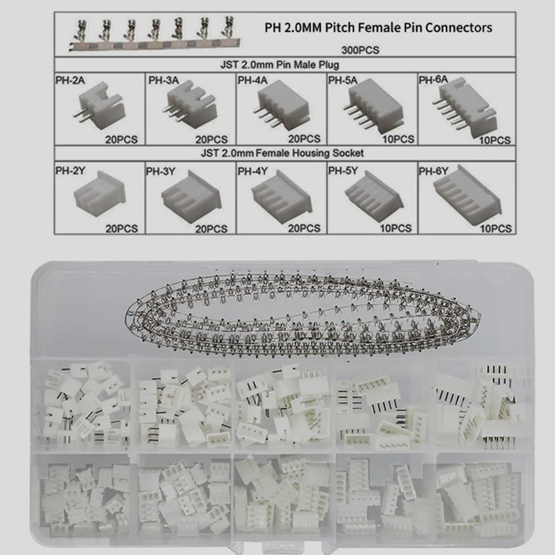JST XH2.54 XH 2.54mm Passo 2 Pin Maschio Femmina Presa di corrente Connettore del cavo XH 2.54 2P Terminale di aggancio Cavi elettronici 26AWG 20CM  13