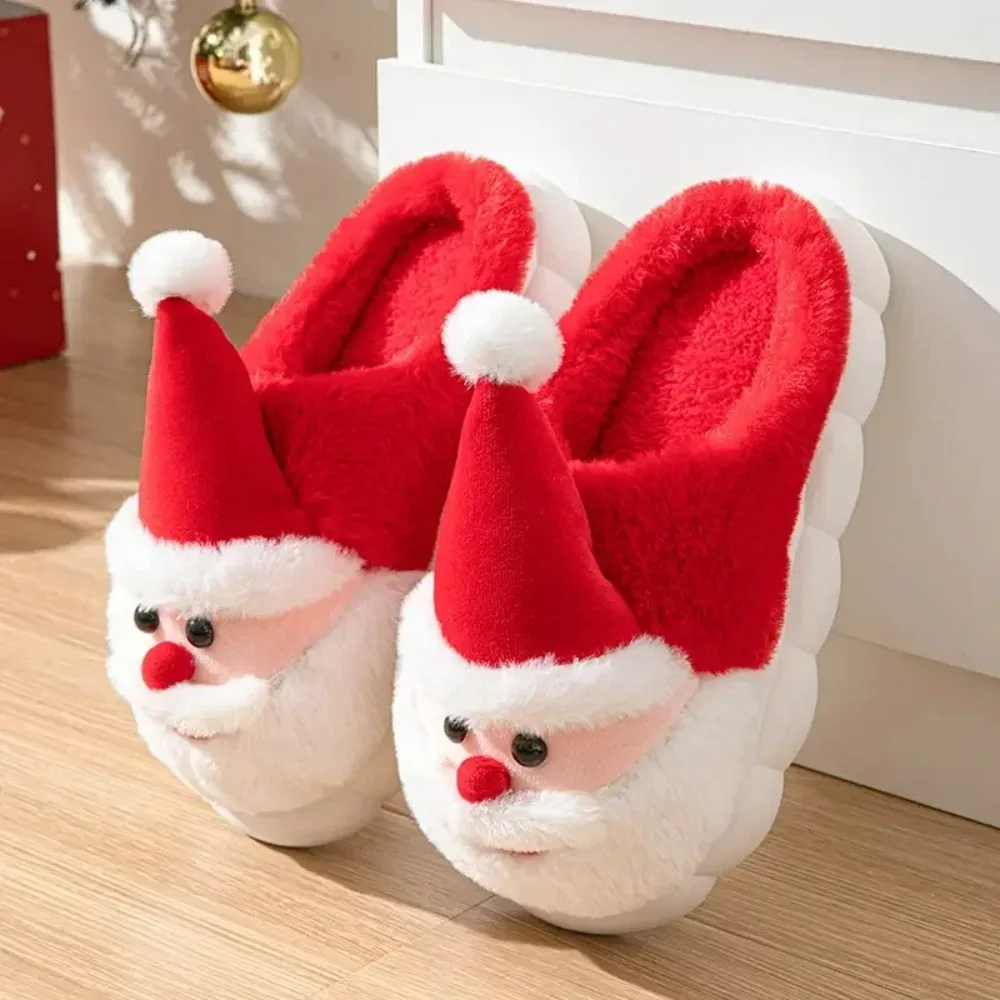 Winter Warm Slipper Christmas Fashion Snow Cold Warm Home Cotton Slippers Women Girls Shoes Cute Santa Claus Footwear 2