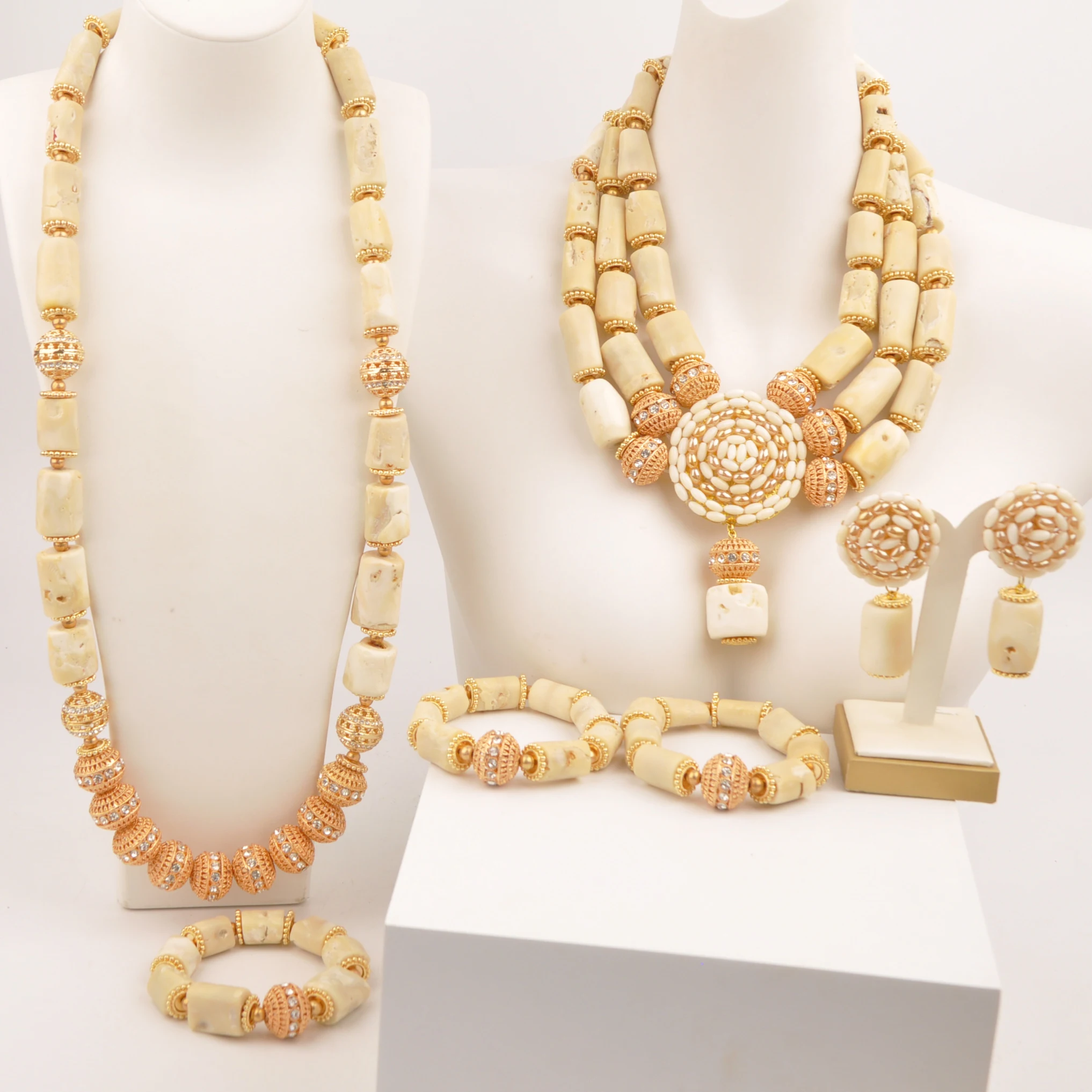 natural-white-coral-bead-necklace-nigerian-wedding-couple-jewelry-set