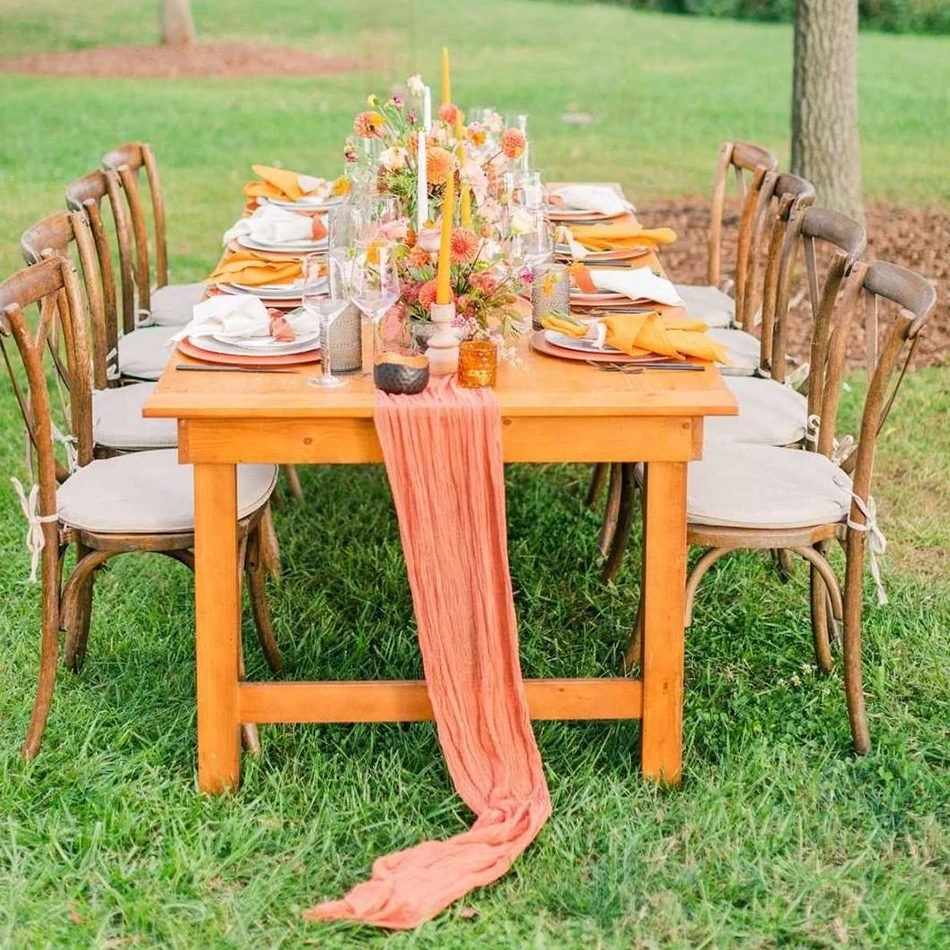 Description Picture 6 of itemRetro Cotton Gauze Cloth Table Runner Pink Texture Dining Napkins Vintage  Wedding Christmas Party Dining Table Decoration