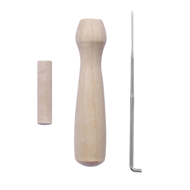 5pcs Useful Poking Felting Needles Solid Wooden Handle Holder with Felting Needles felting needles