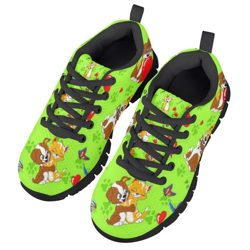 Yikeluo lovely dogs Print Kids Shoes For Girls Flat Sneakers Comfort Lace Up Sport for Boys Child Game Children Running Shoes