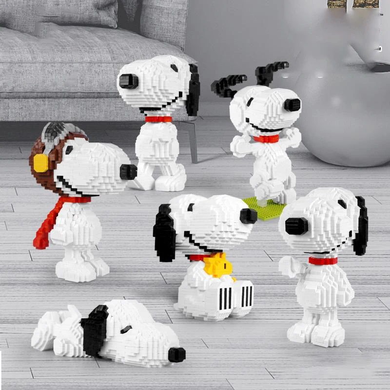 

Kawai Miniso Snoopy Micro-Particle Building Blocks Cartoon Animation Doll Children Girls Creative Gift Children's Assembly Toys