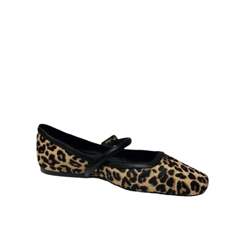 2024 New Fashion Women's Flat Shoes Round Toe Leopard Print Casual Shoes Ladies Breathable Slip-on Outdoor Soft Mary Jane Shoes 5
