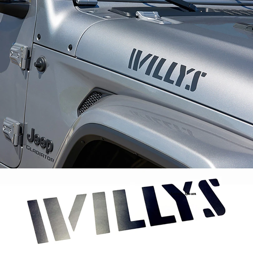 Pair Matt Black Hood Side Letter Willys Decal Character Stickers For Jeep  Wrangler Unlimited Cj Tj Yk Jk Jl Xj 2007-2022 - Car Stickers - AliExpress