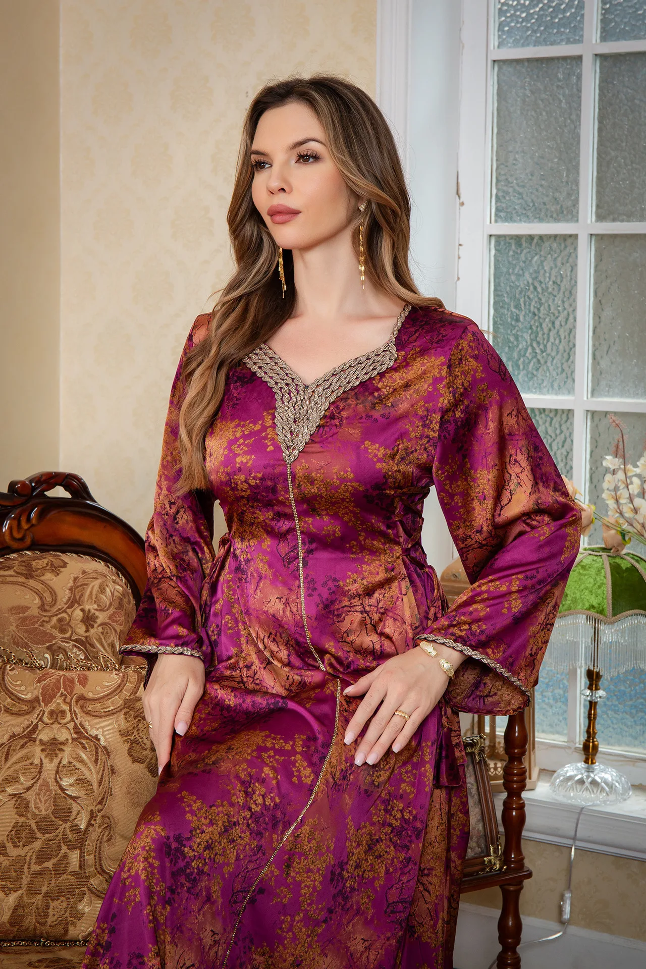 عباية فستان طويل فساتين العيد النسائية المطبوعة جلابية مسلم المغرب دبي حفلة عبايات قفطان إسلام فيستدوس رداء عربي رمضان