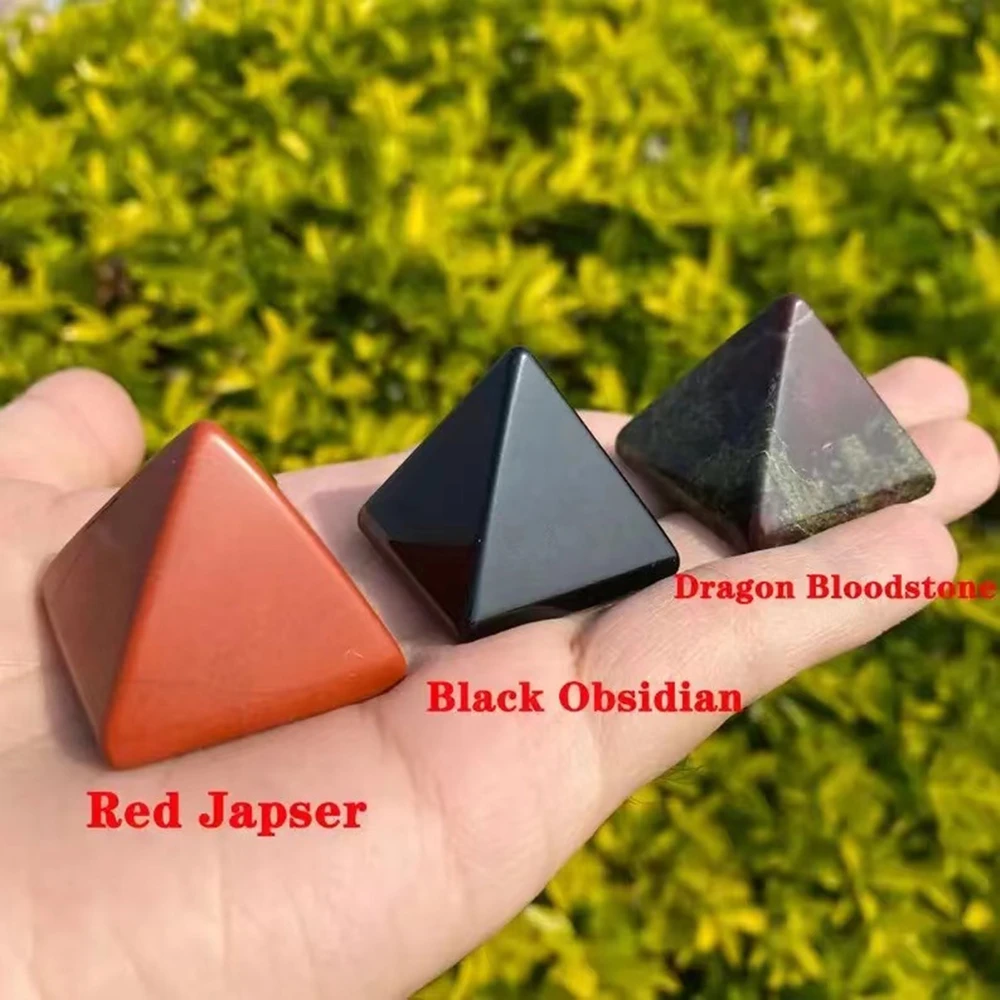 1pc Natural Crystal Pyramid Quartz Healing Stone Chakra Home Decor Red Gem Energy Generator Meditation Reiki Balancing Gift