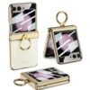For Samsung Galaxy Z Flip 5 Case Electroplating Transparent Magnetic Folding Hinge Ring Bracket With Mirror Film Shockproof Case 1