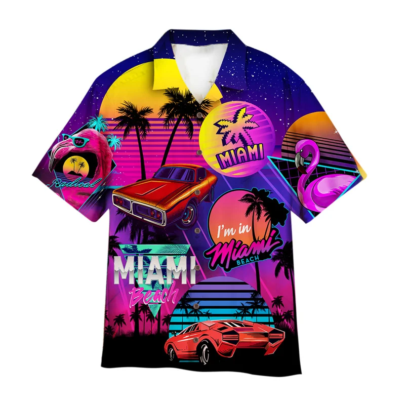 3D Printed Colorful Music Hawaiian Shirts For Men Cool 80s Patterns Blouse Summer Vacation Short Sleeves Tops Loose Aloha Shirts 2