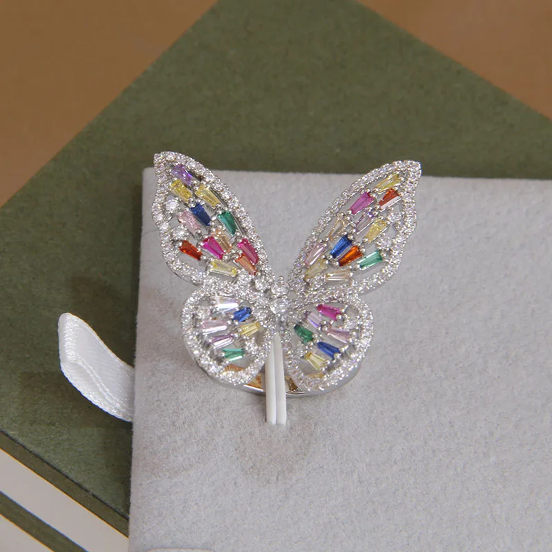 Flauntable Flutter Silver Metal & Iridescent Rhinestones