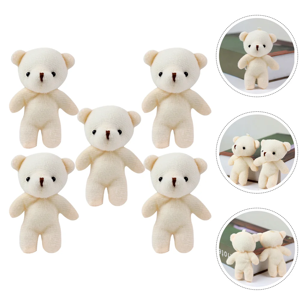 

5 Pcs Mini Bear Stuffed Toy Kids Soft Plush Hanging Figurines Tiny Bears Wedding Child