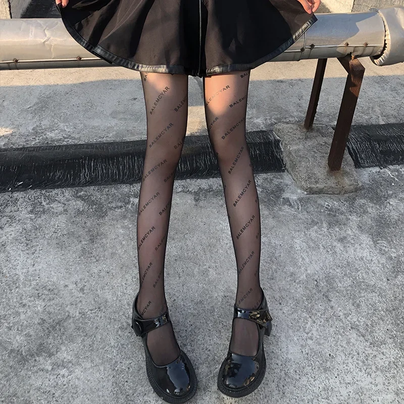 Women Socks Women Tights Women's Sexy Pantyhose Tight Letters Stockings Nylon Elastic Net Stockings Mesh Hollow Fishnet Sexy Women's Pantyhose