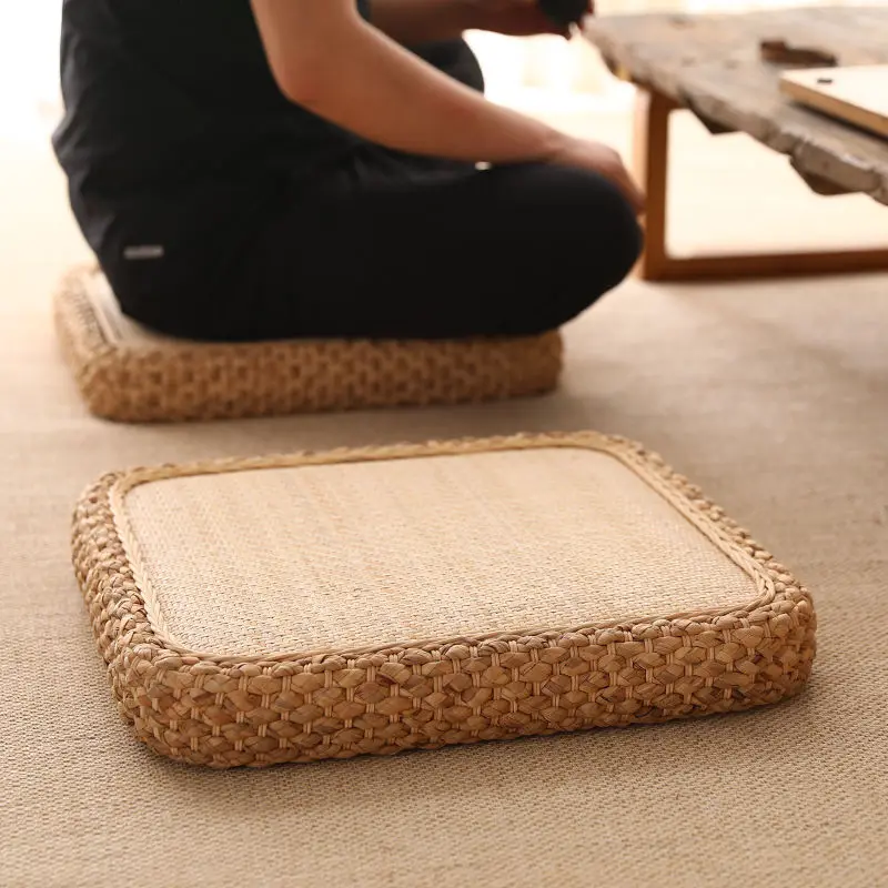 

Square Cushion Japanese Tatami Chair Futon Cushion Meditation Bedroom Living Room Leisure Balcony Rattan Seat Buddha Household