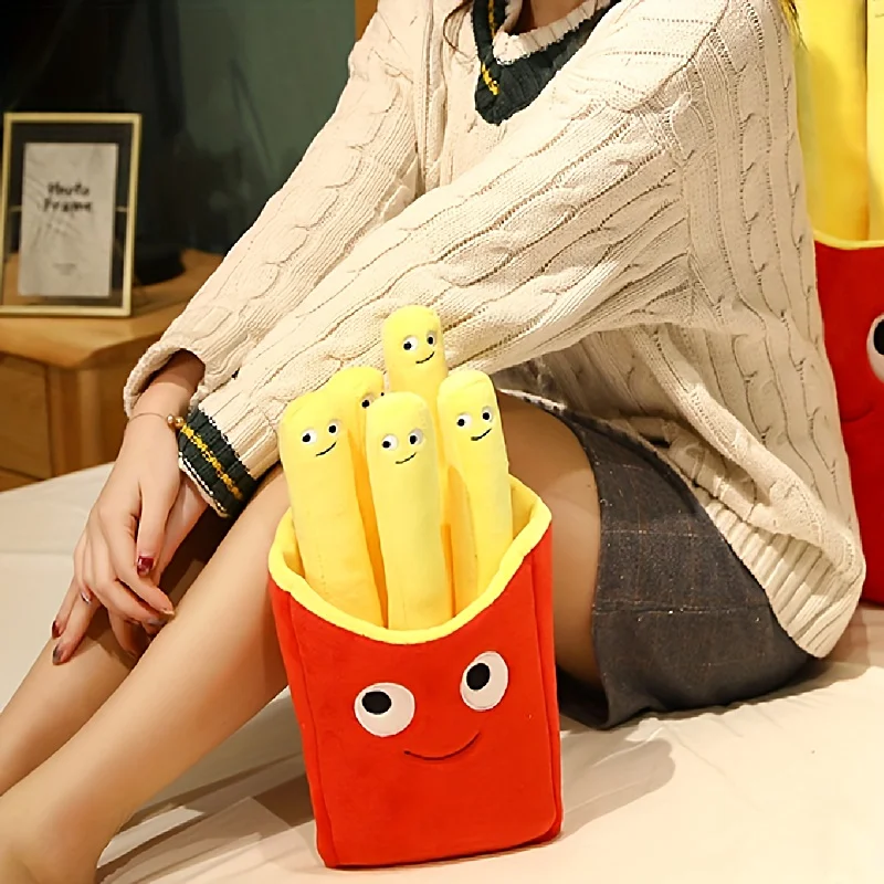 1pc Plush Stuffed Toy - Emotional Support Fries Smile Face, Home & Auto  Decorative Sofa Pillow, Pretend Play Fries Shaped Cushion Accessories For  Kids