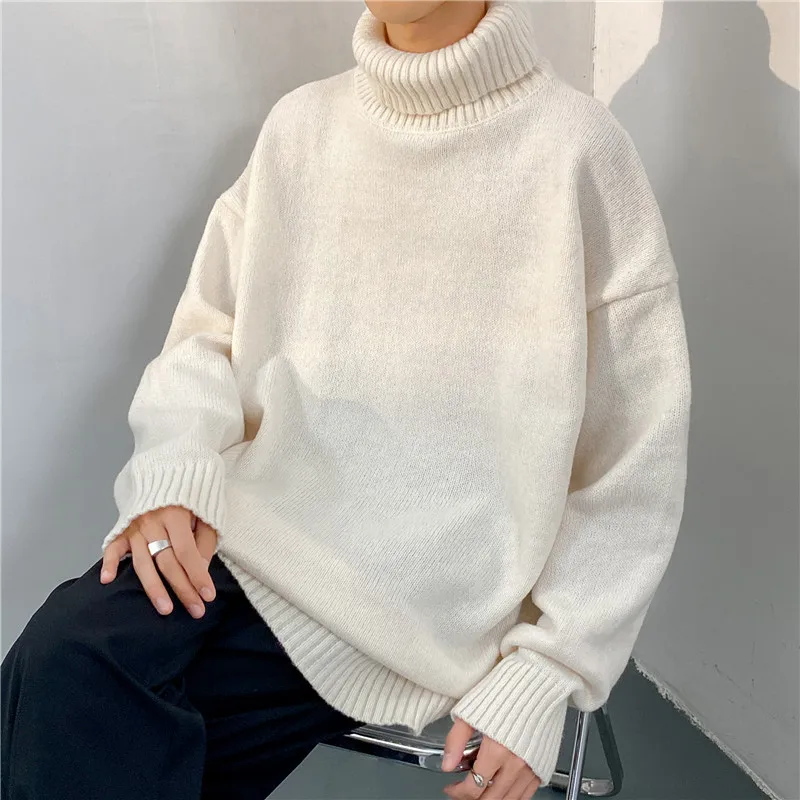 2024 New High Neck Sweater Men's And Women's Thickened Knitwear Korean Edition Leisure Youth Travel Shopping Warm Sweater Black