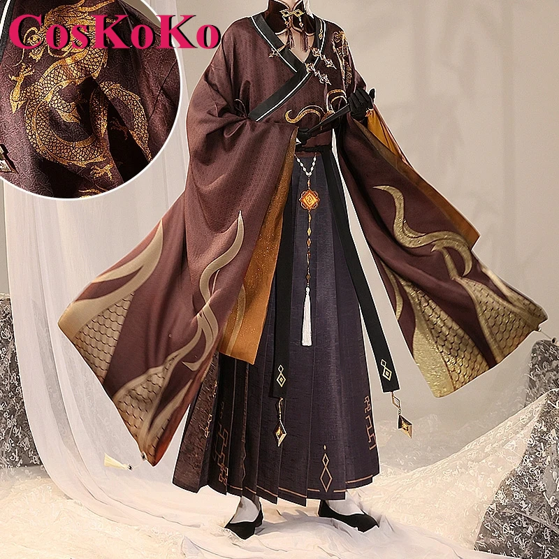 

CosKoKo Zhongli Косплей Аниме игра Genshin ударопрочный костюм красивый Ретро стиль униформа для мужчин на Хэллоуин