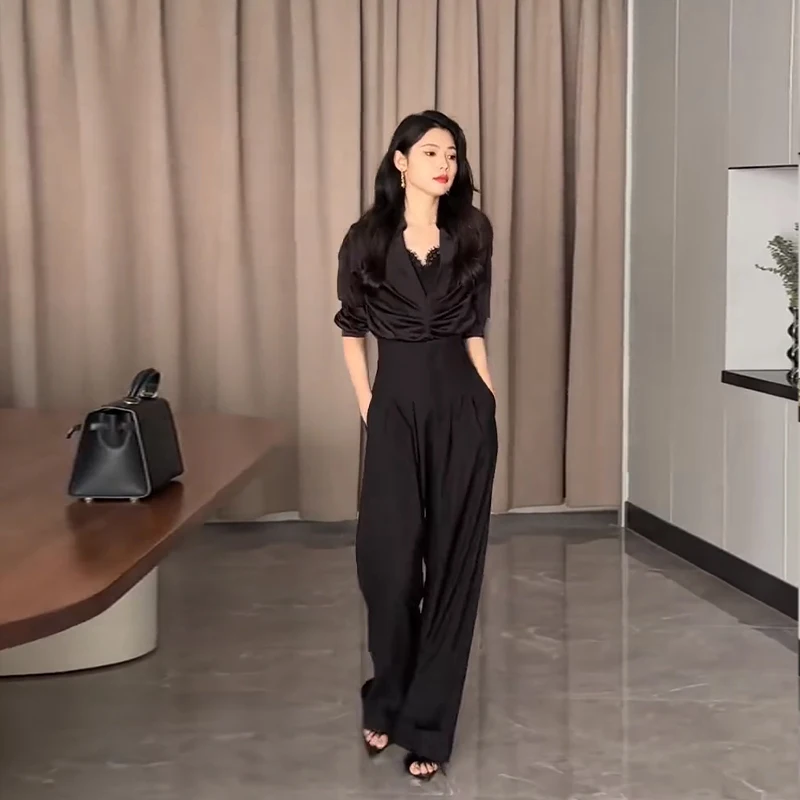 2024 Ultra High Waist Wide Leg Pants Straight Drooping Spring and Summer All-Match Trousers Thick Suit Pants Mop Pants 3