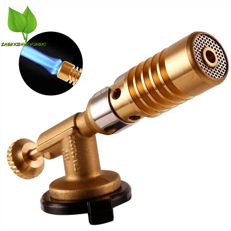 Portable Gas Burner Portable Welding Torch Flame Gun High Temperature Brass Mapp Gas Burner Brazing Solder Propane Plumbing 1Pc