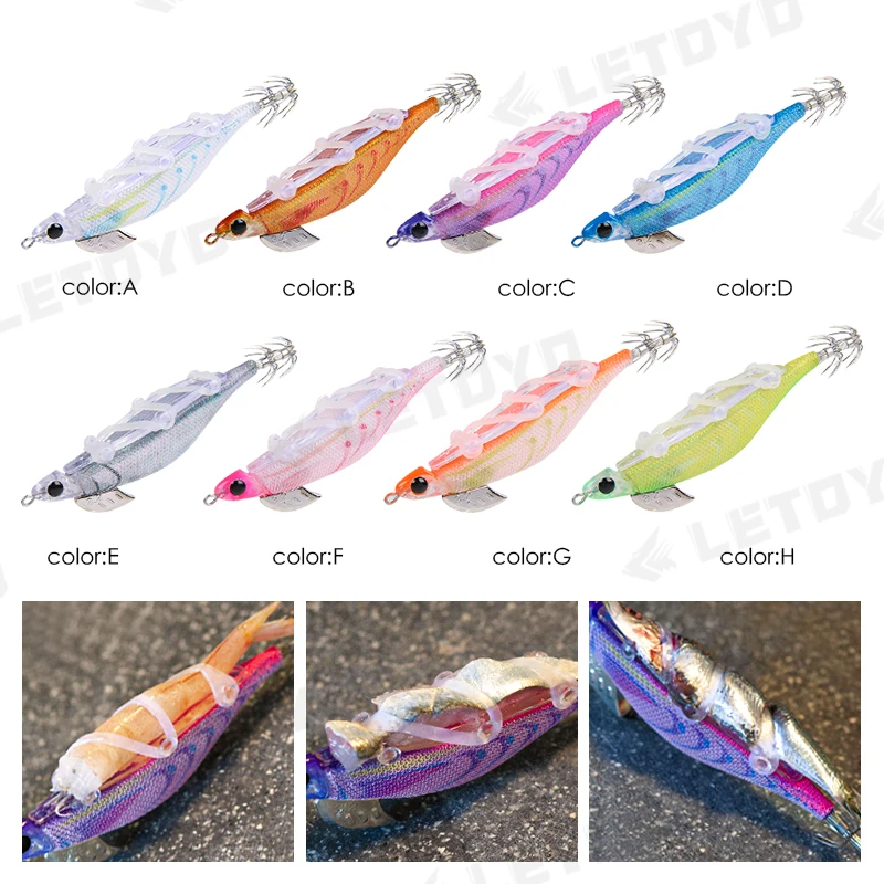 LETOYO Egi eginno 3.2# 20g 123mm Squid Jig Rattle Search Squid Fishing Lure Luminous Squid Hook Jigging Bait For Sea Fishing