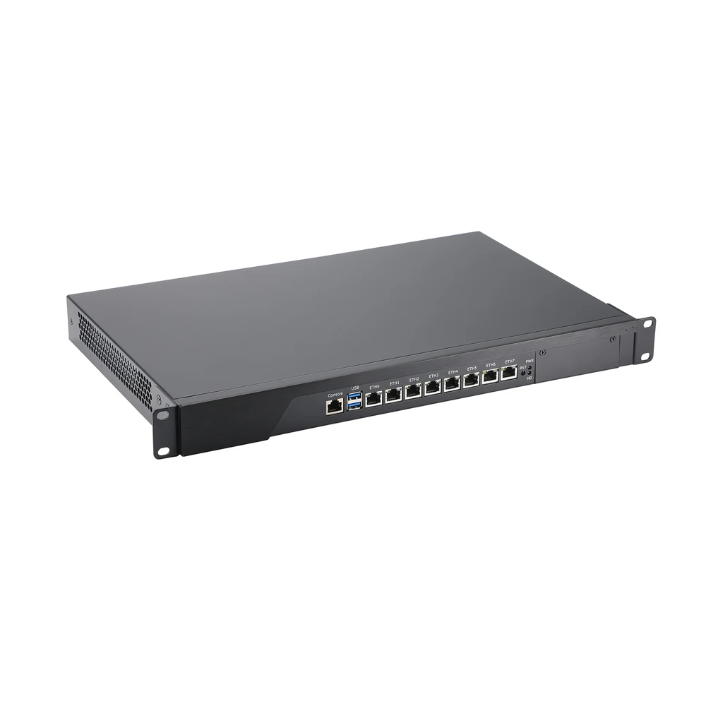 HUNSN Firewall, VPN, 19 Inch 1U Rackmount Network Appliance,RS44, Intel Core I3 4160/I5 4430/I7 4770,AES-NI, 8LAN, Console, VGA