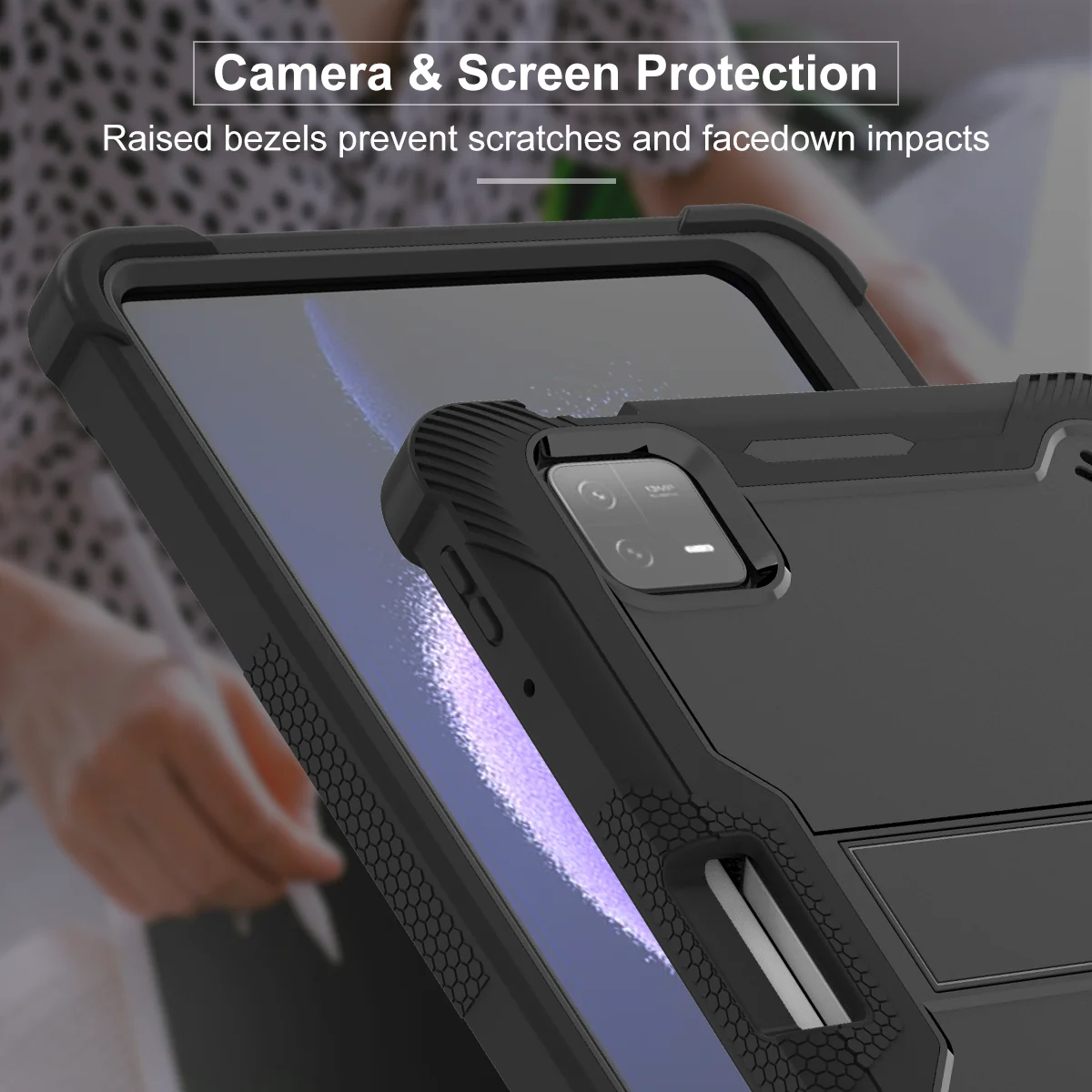 Capa Protetora com Suporte para Lápis Capa para pc e Silicone Capas Kickstand à Prova de Choque Xiaomi Pad Pad Pro 11 Camadas - Imagem 3
