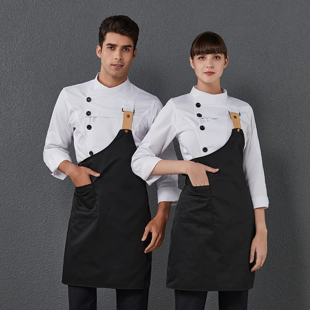 Uniforme de Chef maestro para hombre y mujer, chaqueta cocina para restaurante, panadería, Hotel, cafetería, ropa de trabajo, delantal con cinturón, abrigo de cocinero _ - AliExpress Mobile