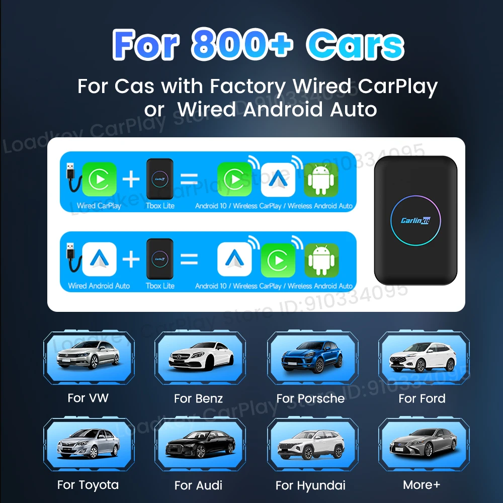 Carlinkit  ī÷ Ai ڽ, ȵ̵ , ȵ̵ 10, 4 ھ CPU, 32GB,  , , IPTV, Ʃ