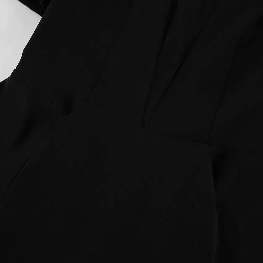 Schickes schwarzes Taillenbetontes Minikleid für Damen – Elegantes A-Linien-Kleid mit eckigem Ausschnitt und Puffärmeln für Abendpartys 2026 – Detail 7