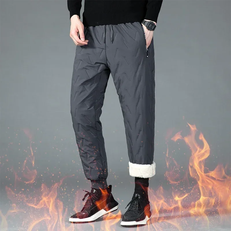 UETEEY Winter Fleece Pants Men Lambswool Thicken Warm Waterproof Trousers Male Casual Casual Thermal Man Joggers Sweatpants 2024 5
