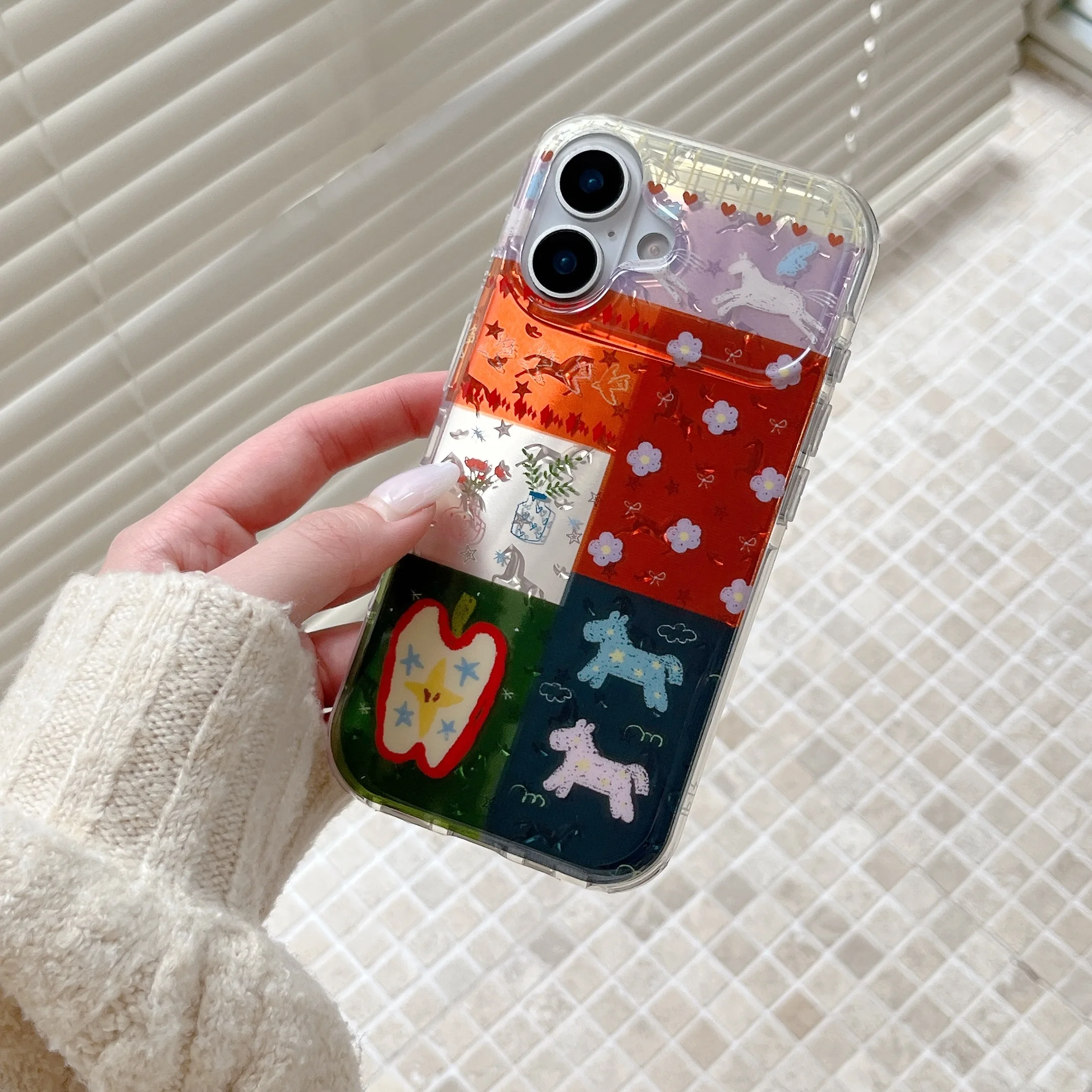 Vibrant Playful Patchwork Cartoon Motif Phone Case