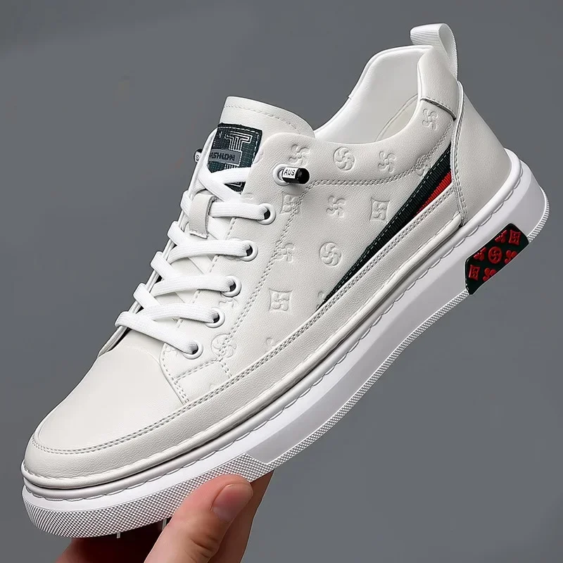 Spring New Shoes for Men Genuine Leather Casual Shoes Leisure Flats Skateboard Shoes Cow Leather Youth Lace-up Sneakers 3