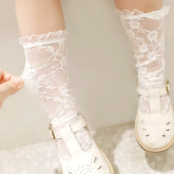 2022 레이스 아기 소녀 양말 튜브 소녀 양말 무릎 양말 공주 레이스 메쉬 여름 패션 레이스 무릎 높은 양말 어린이 양말