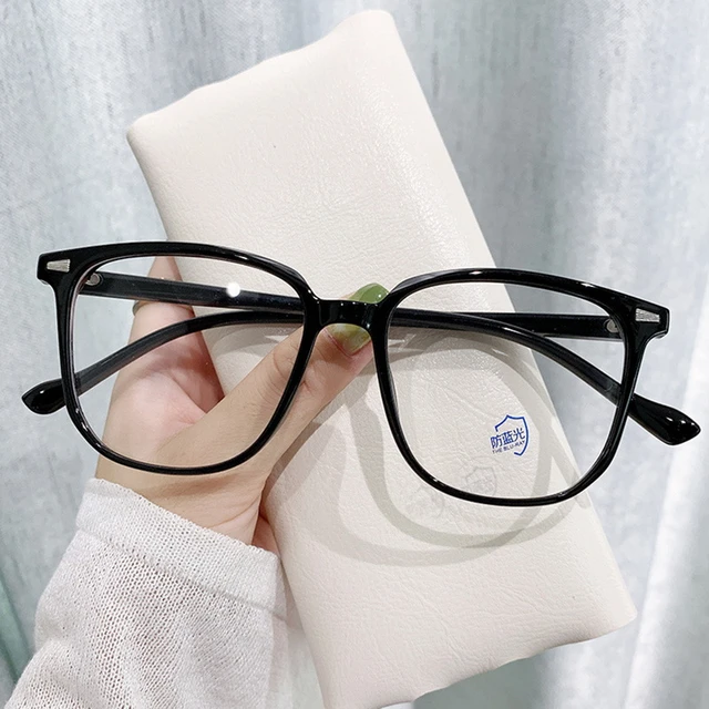 Fashion Anti-blue Light Square Glasses Women Men Vintage Black Clear  Computer Glasses Oversize Frame Eyeglasses Anti Eyestrain