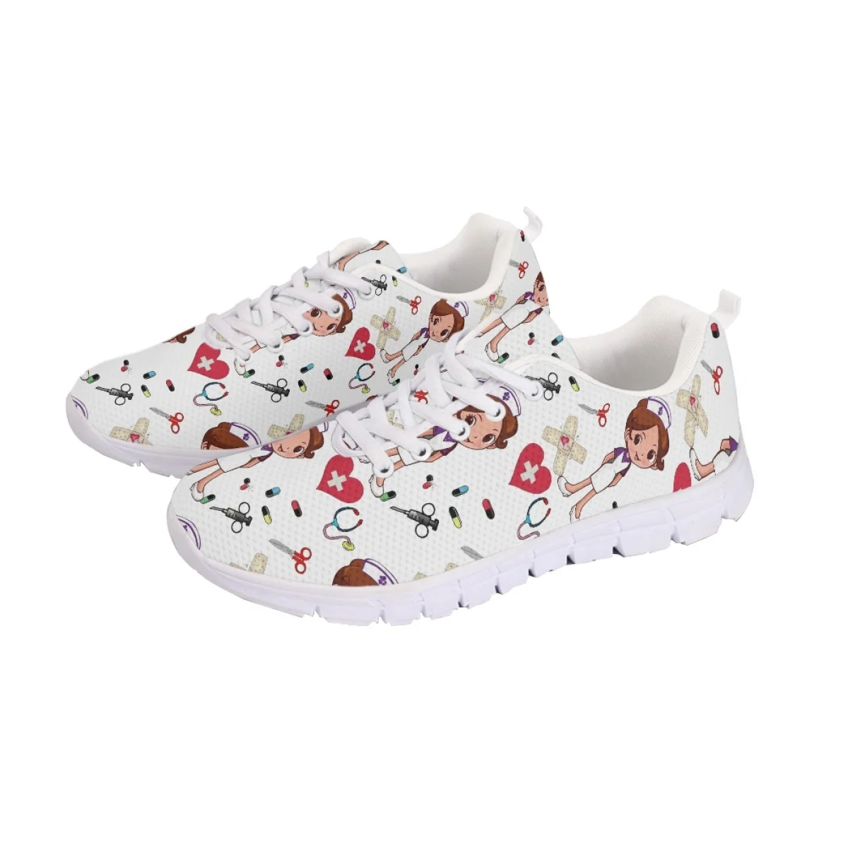 Belidome Cute Nurse Medical Sneakers for Womens Running Tennis Shoes Lightweight Breathable Sport Athletic Walking Nurse Shoes