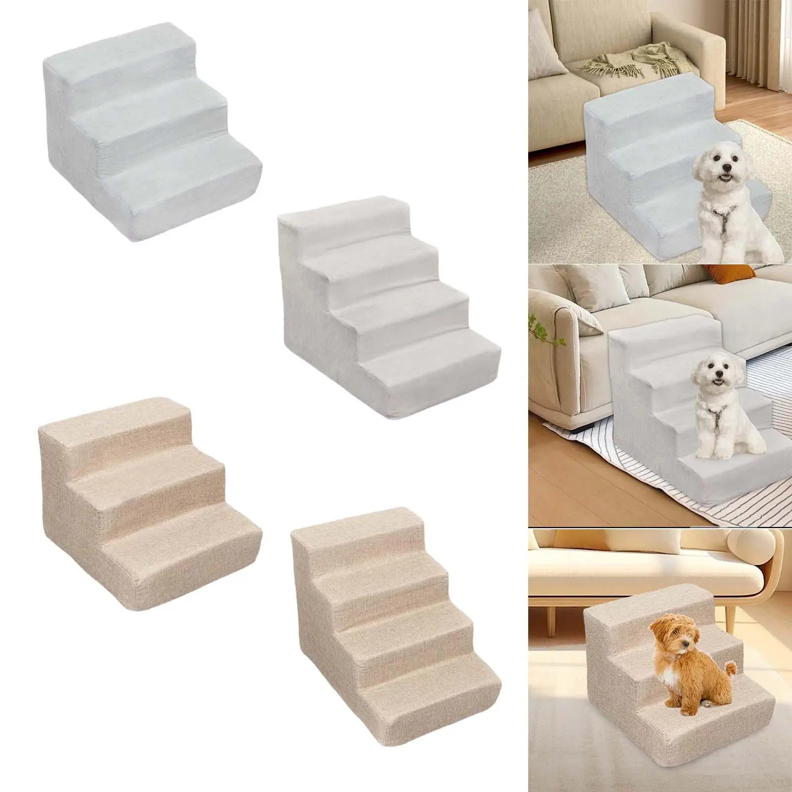 Dog Ramp Stairs Versatile Gentle Slope Shape for Older Dogs, Cats Removable Cover Sturdy Anti Slip High Density Sponge Dog Ramp Stairs Versatile Gentle Slope Shape for Older Dogs, Cats Removable Cover Sturdy Anti Slip High Density Sponge