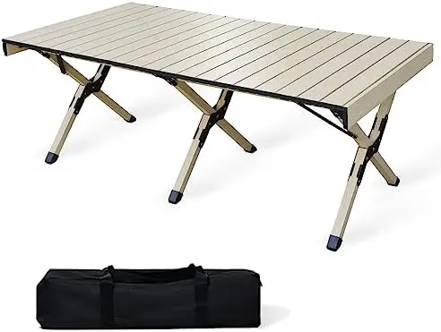 

Folding Camping Table Loads 165 Lbs, with 4 Chairs, Height Adjustable from 21.65" to 27.56", Picnic Table Portable 47.24 Kydex s